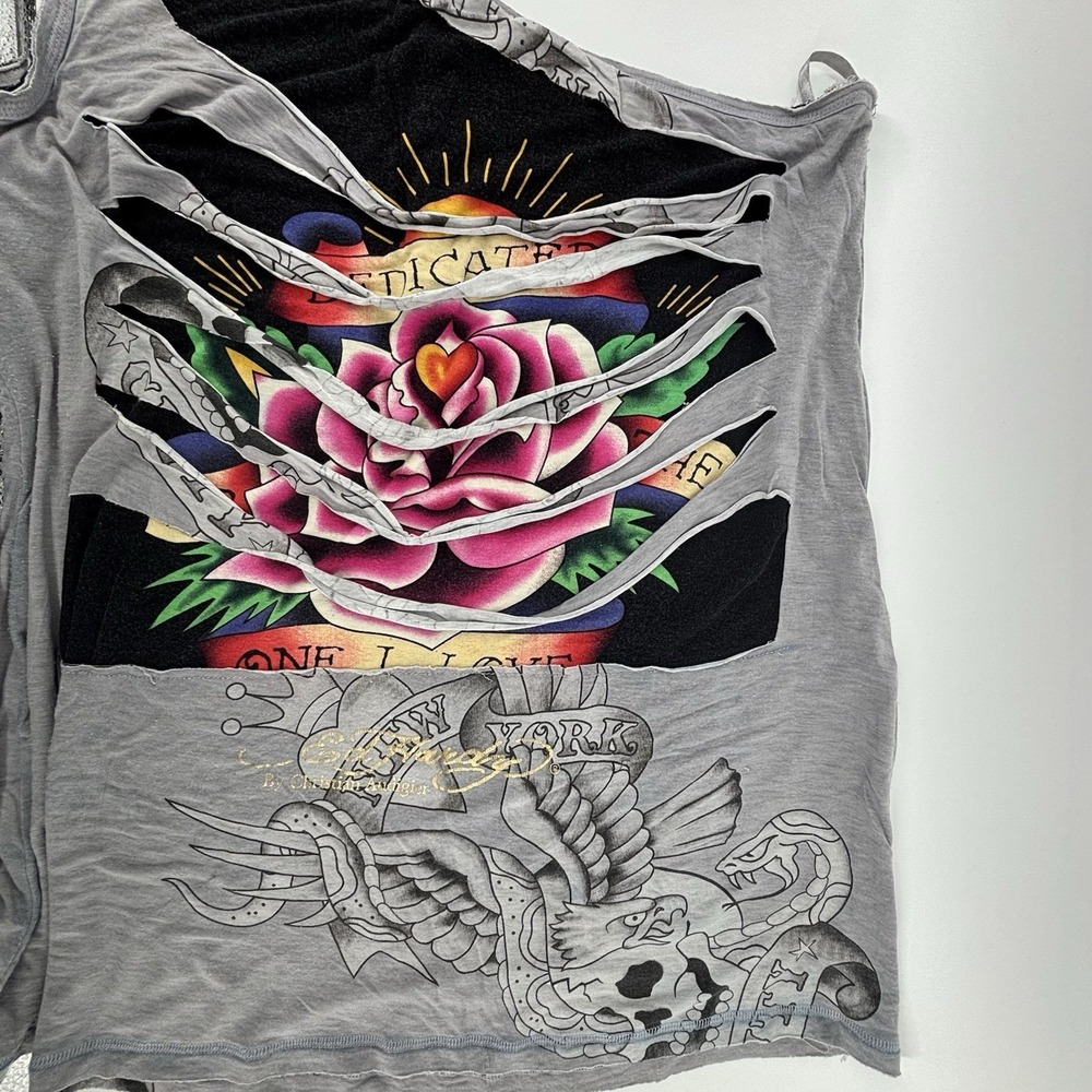 Rare Vintage Ed Hardy by Christian Audigier Asymmetrical Tunic/Mini Dress USA‎